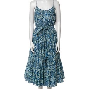 Rhode Tapestry Lea Blue Midi Dress Nwt Sixe Medium